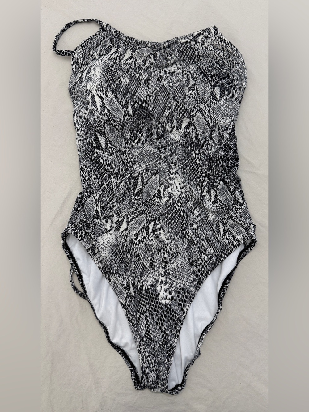 Time and Tru Black and White Snakeskin One-Piece Swimsuit